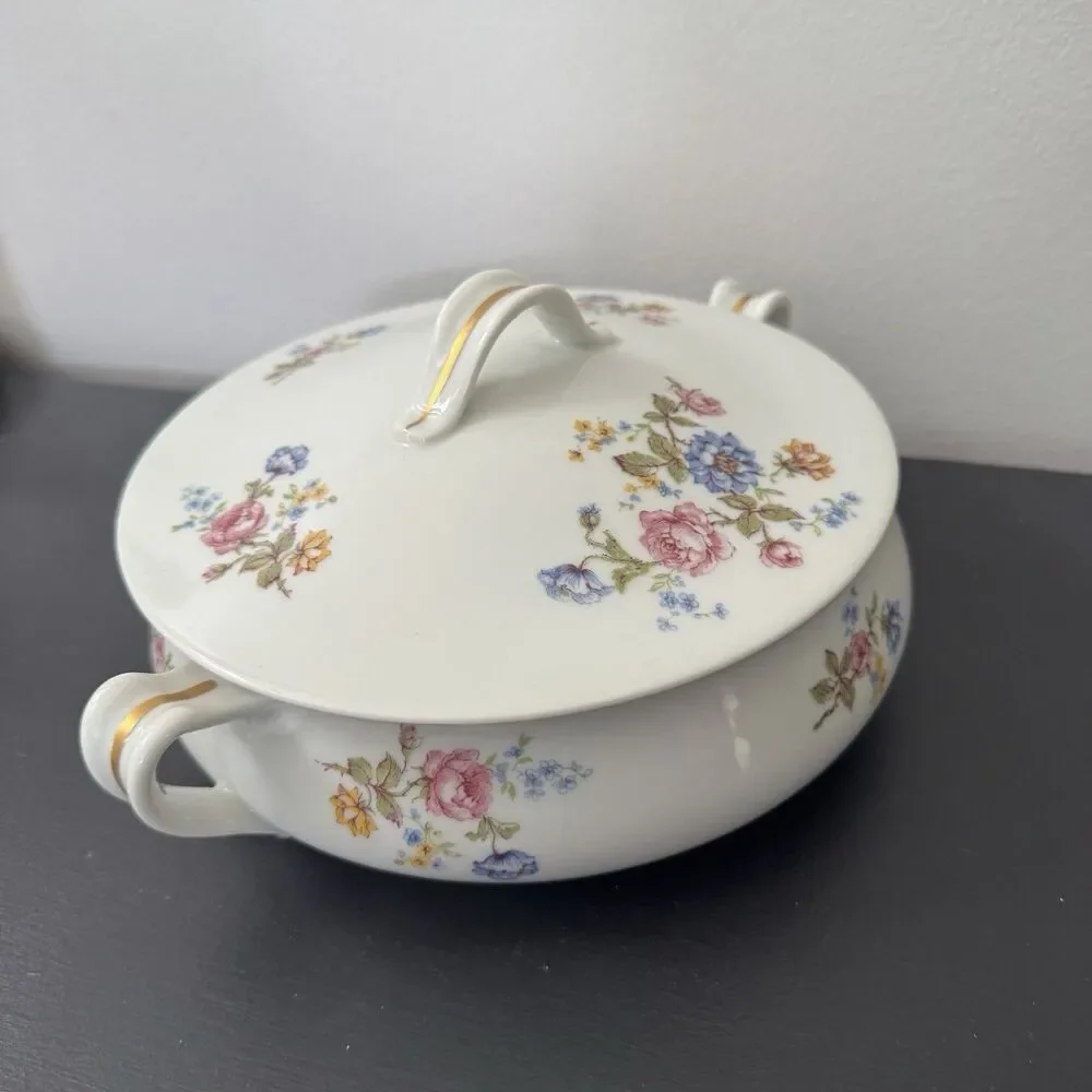 Haviland France ROSARIO‎ Vintage Vegetable Serving Dish Gold Trim Floral China
